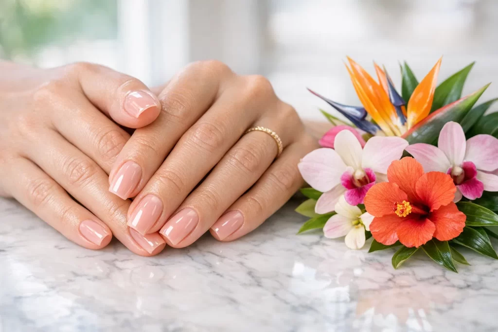 Manicured nails finished at The Wild Berry Salon