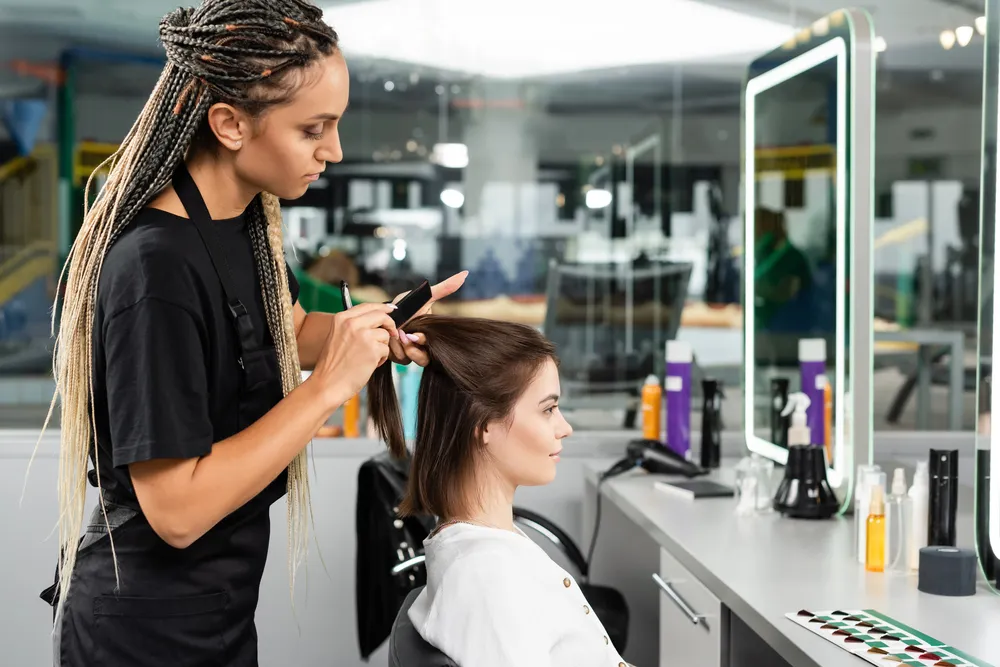 Long, voluminous hair with professional hair extensions