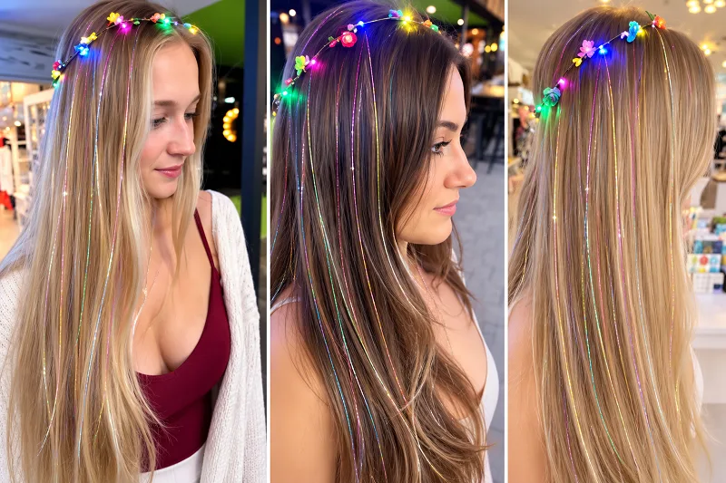 Silk Strands of Glitter shimmer strands woven into hair